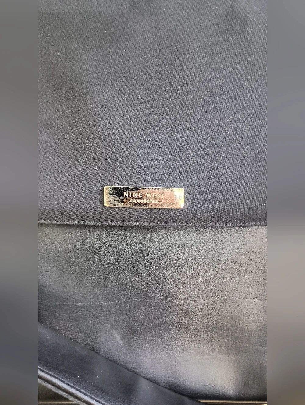 Nine West Black Laptop Messenger Bag with Silver Hardware